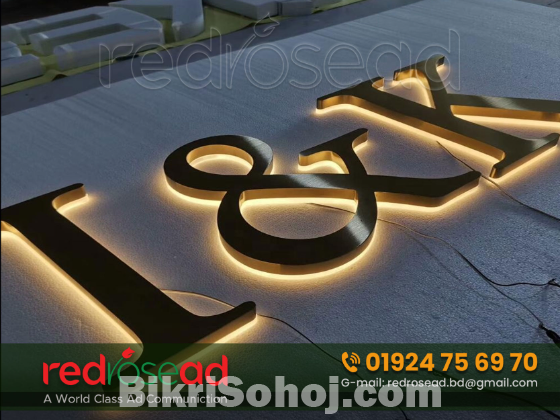 Stainless steel backlit signage